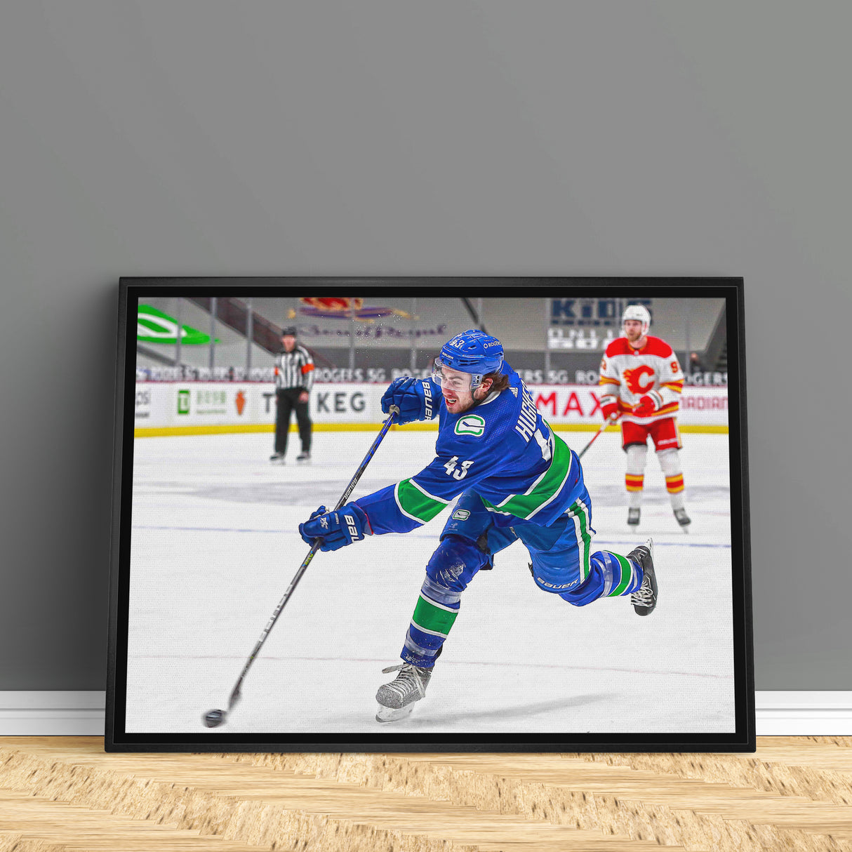 Quinn Hughes Vancouver Canucks Framed 20x29 Shooting Canvas