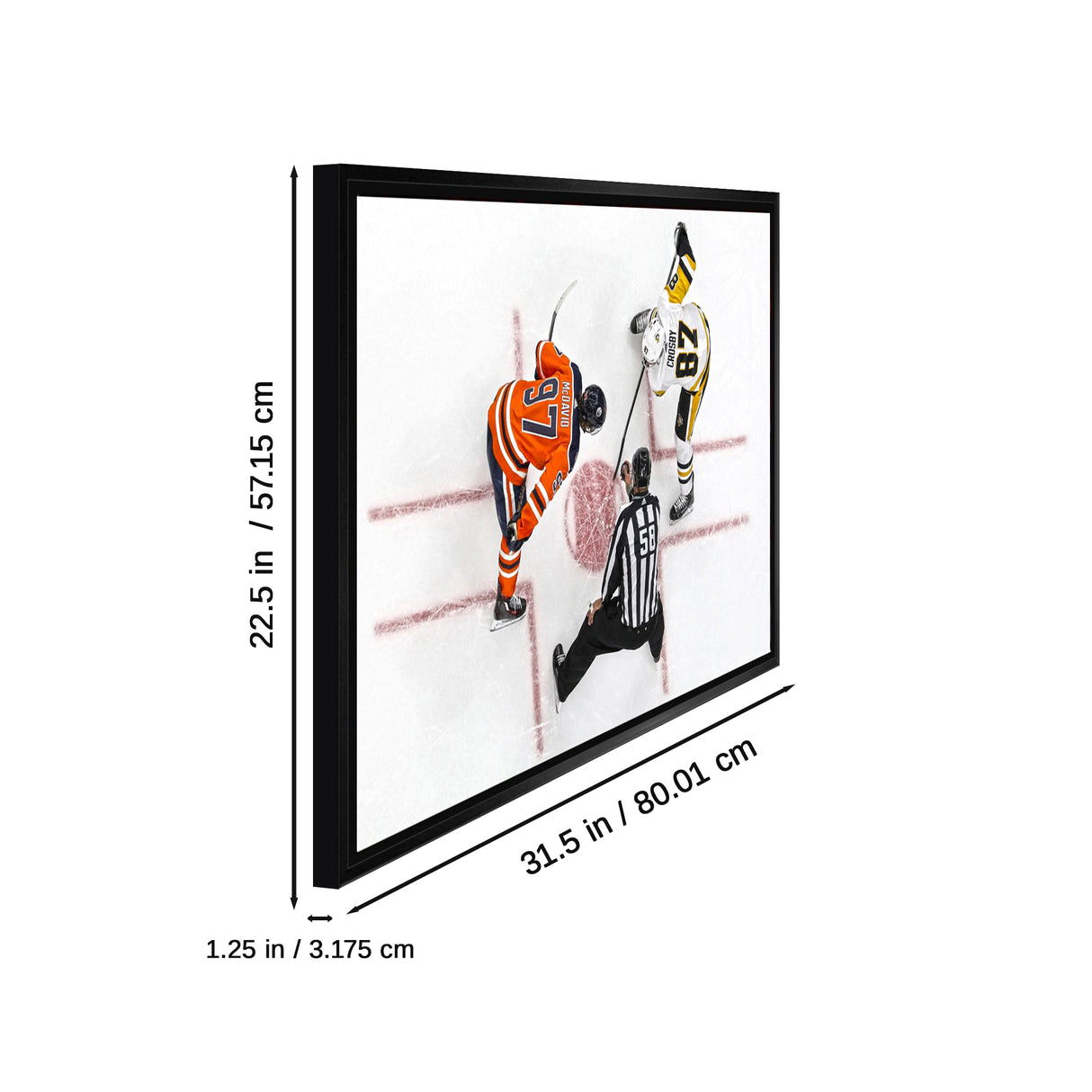 Connor McDavid and Sidney Crosby Framed 20x29 Overhead Face-off Canvas