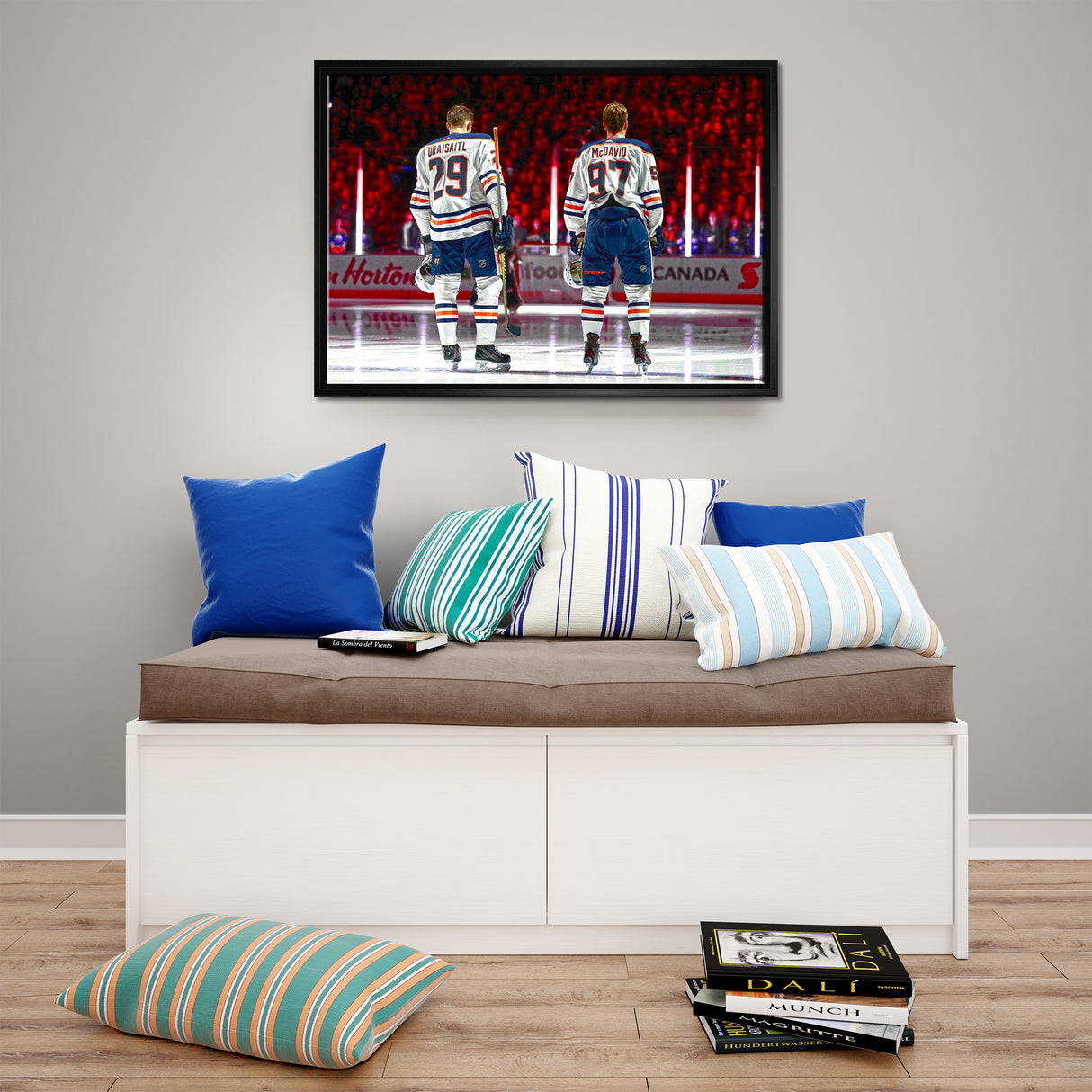 Connor McDavid and Leon Draisaitl Edmonton Oilers Framed 20x29 Line-Up Canvas