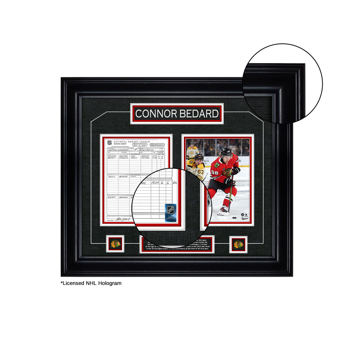 Connor Bedard Framed First Goal Scoresheet Collage