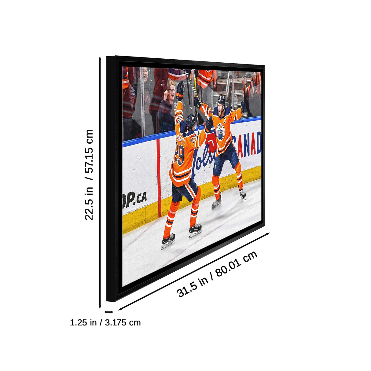 Leon Draisaitl and Connor McDavid 20x29 Framed Canvas Oilers Celebration-H