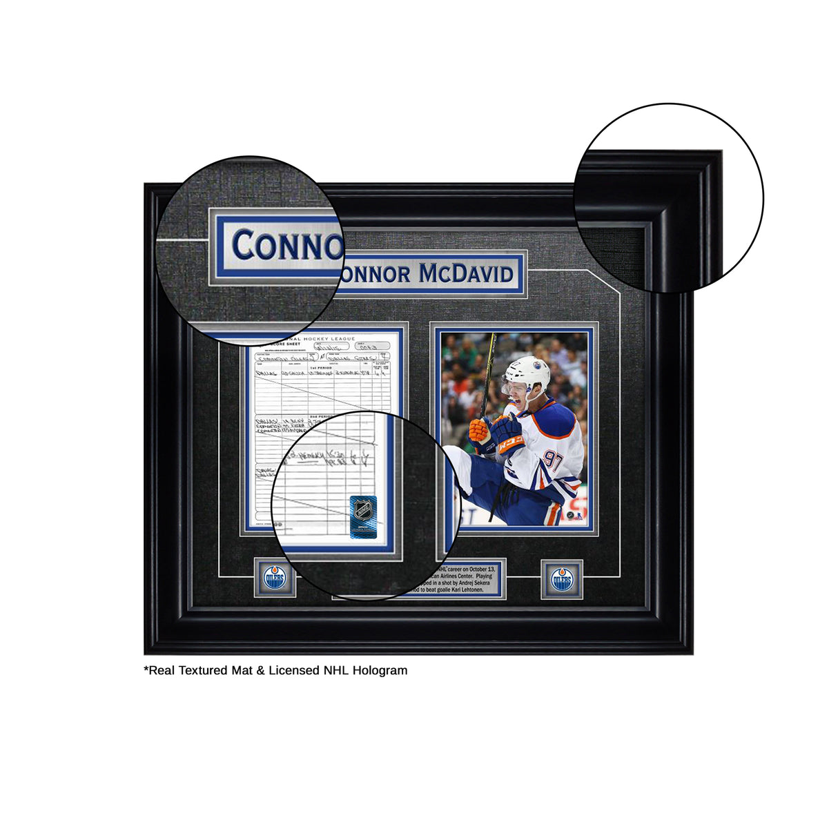 Connor McDavid Edmonton Oilers Framed First Goal Scoresheet Collage