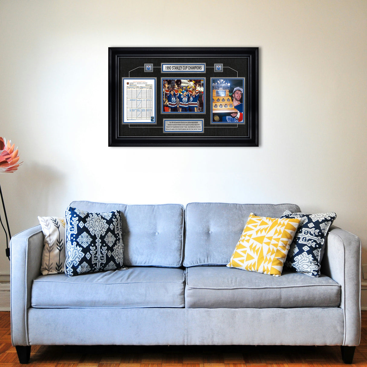 Edmonton Oilers Framed 1990 Stanley Cup Champions Scoresheet Collage