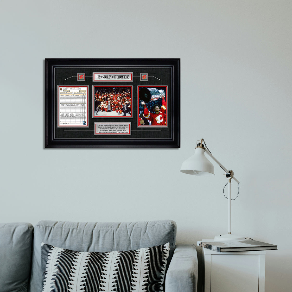 Calgary Flames Framed 1989 Stanley Cup Champions Scoresheet Collage
