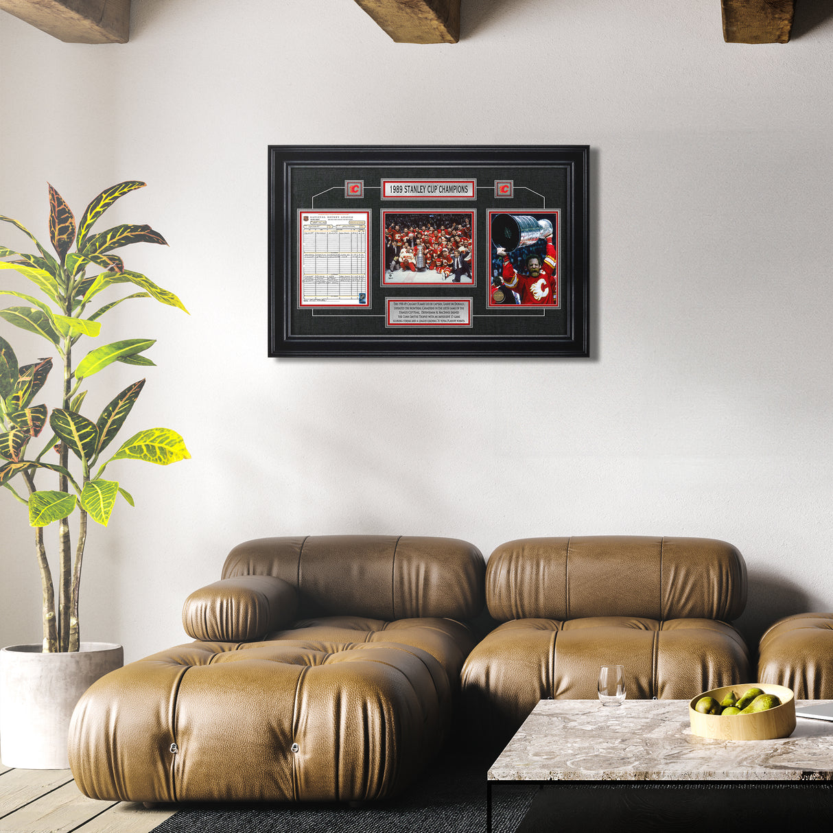 Calgary Flames Framed 1989 Stanley Cup Champions Scoresheet Collage