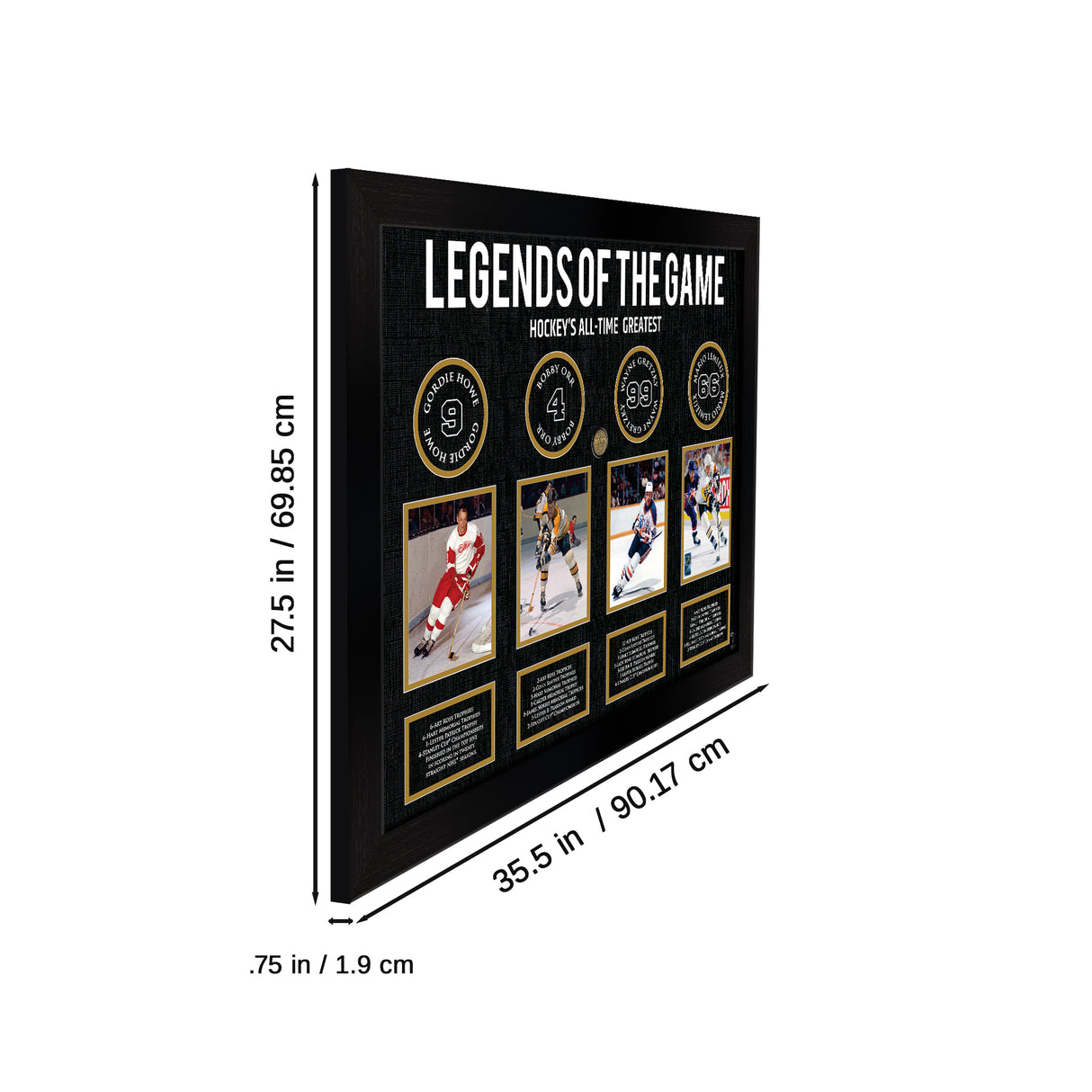 Legends of Hockey: Howe, Orr, Gretzky, Lemieux - Framed Collage