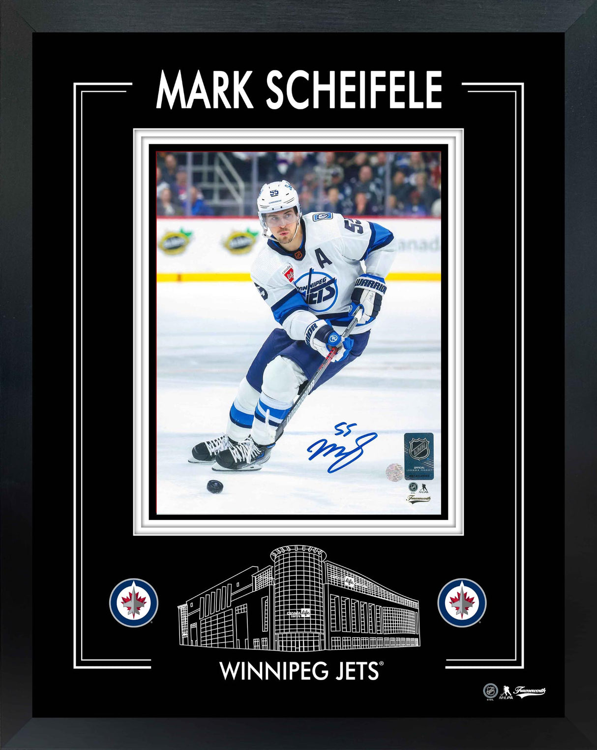 Mark Scheifele Signed 8x10 PhotoGlass Frame Winnipeg Jets Action