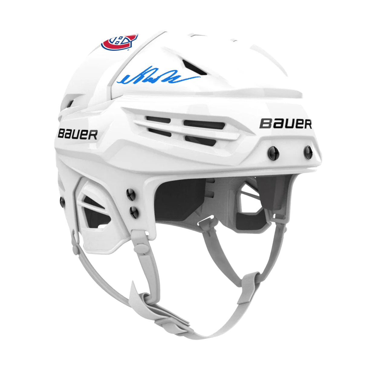 Noah Dobson Signed Montreal Canadiens Bauer Re-Akt 55 Hockey White Helmet