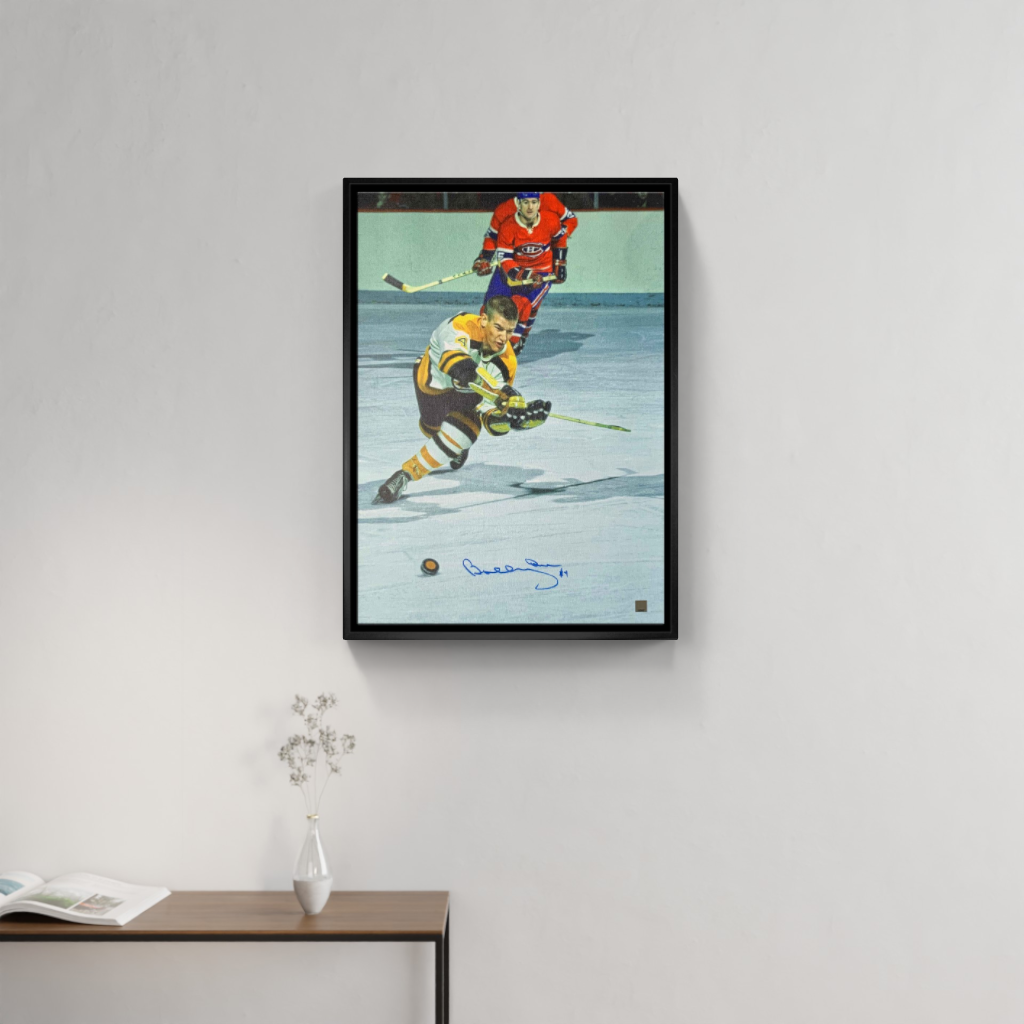 Bobby Orr Boston Bruins Signed Framed 20x29 Shooting Canvas - Frameworth Sports Canada