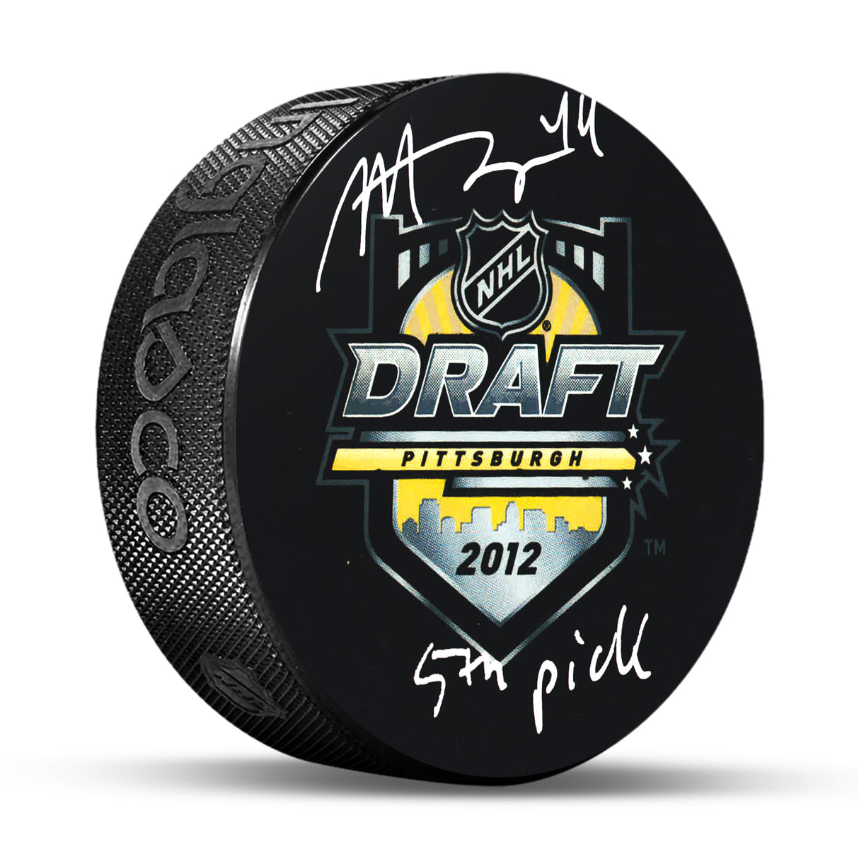 Morgan Rielly Toronto Maple Leafs Signed 2012 NHL Draft Puck with "5th Pick" Inscribed