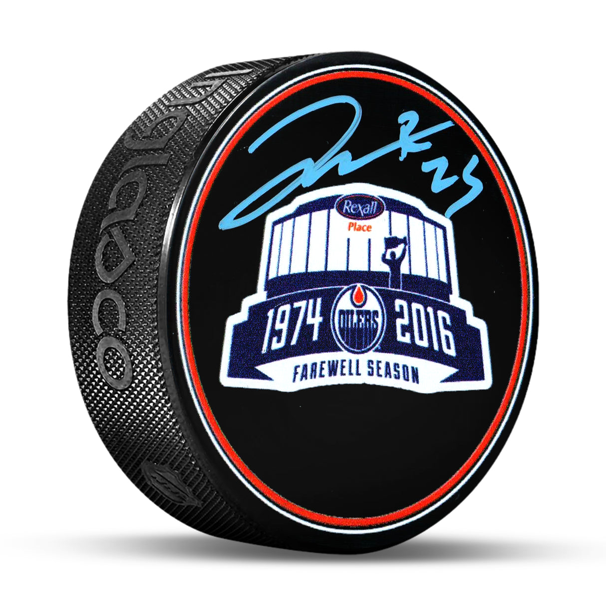 Darnell Nurse Edmonton Oilers Signed Rexall Place Farewell Season Puck