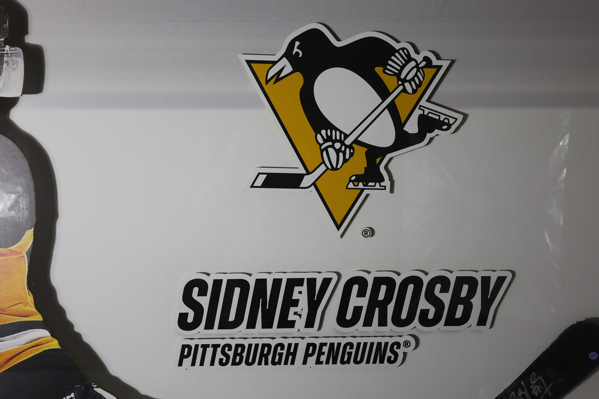 Sidney Crosby Signed Pittsburgh Penguins Framed 62x35 Game Used Broken Shaft Stick - AUCTION