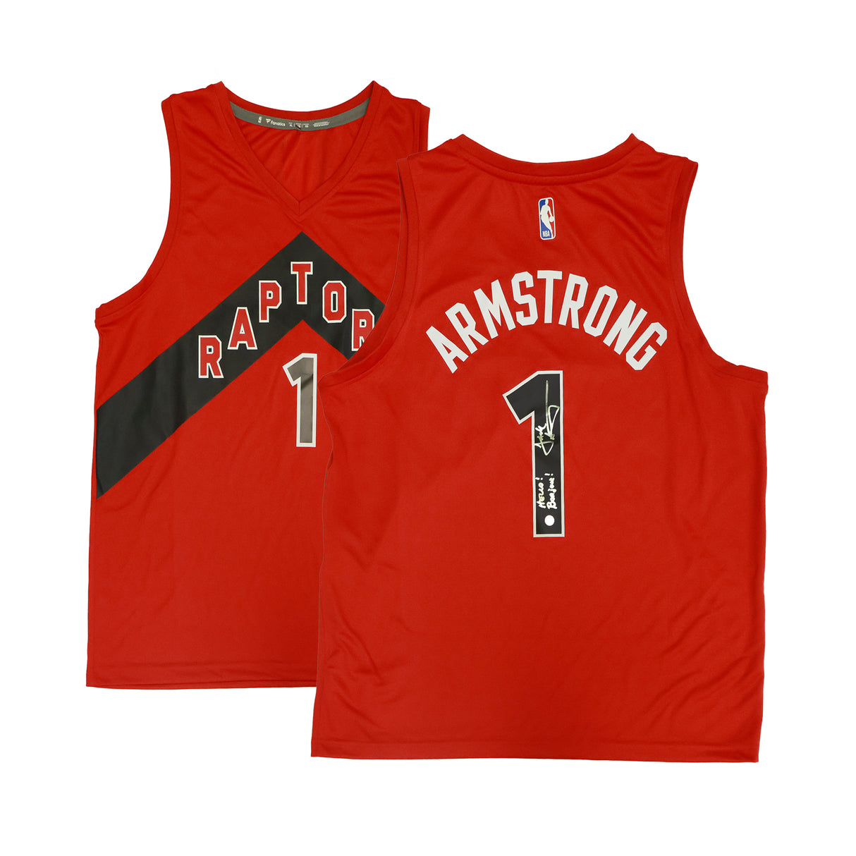 Jack Armstrong Signed Toronto Raptors Nike Replica Jersey Inscribed "Hello!" and "Bonjour!" - AUCTION