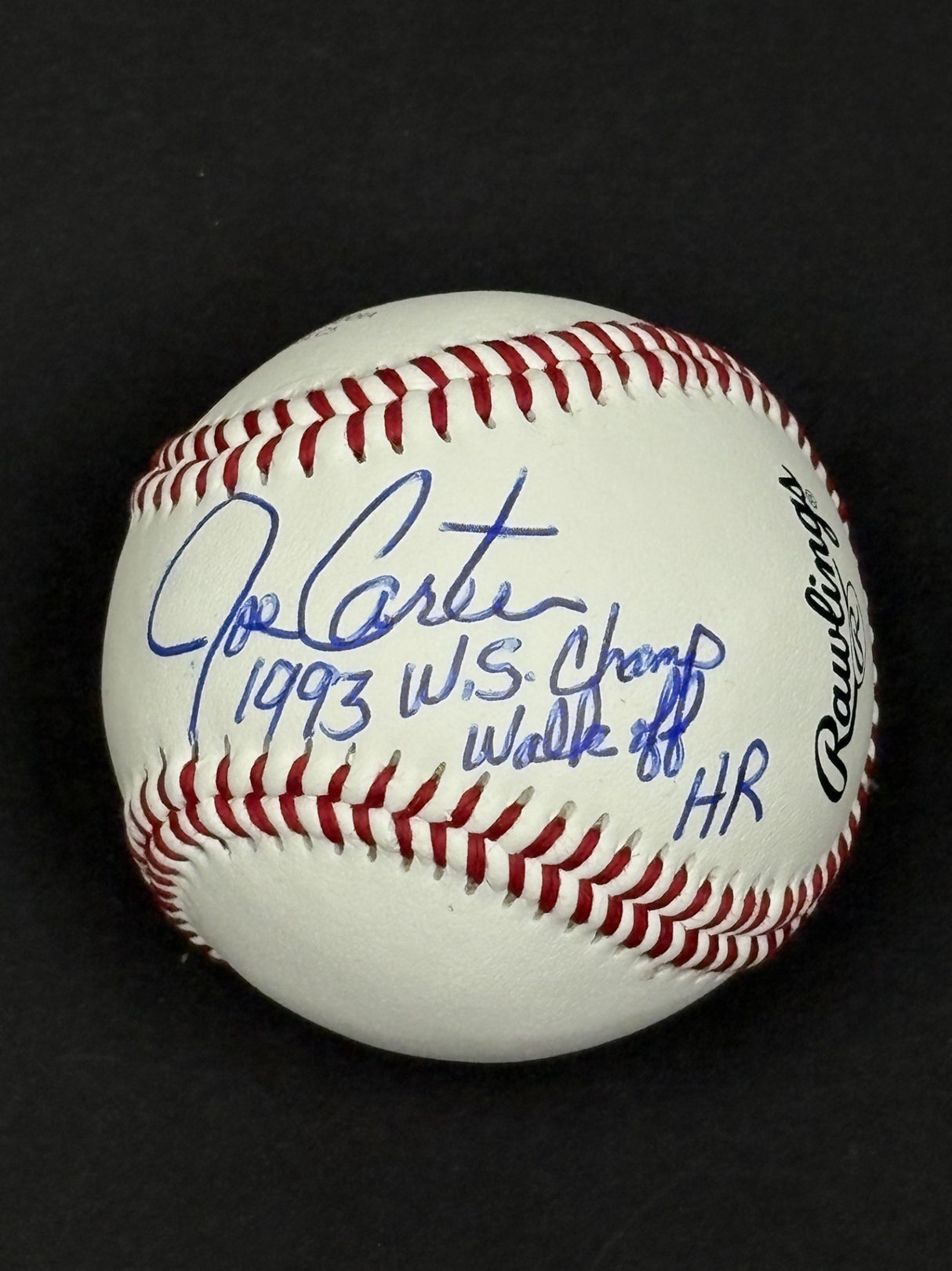Joe Carter Signed Toronto Blue Jays Rawlings RTD1 Replica Baseball Inscribed "1993 W.S Champ Walk Off HR" - AUCTION
