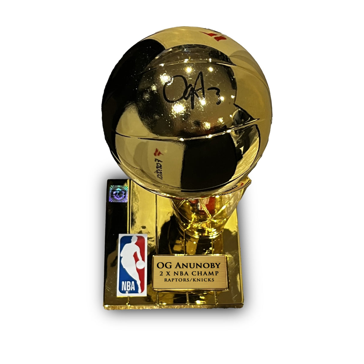 OG Anunoby Signed New York Knicks/Toronto Raptors 11" Replica NBA Trophy - AUCTION