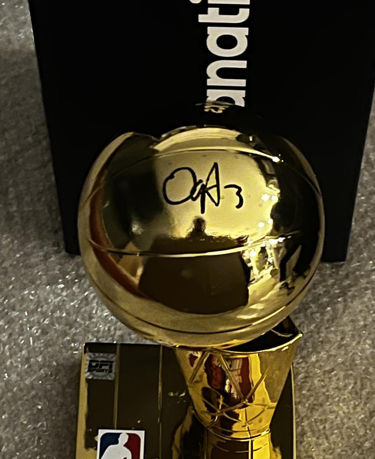 OG Anunoby Signed New York Knicks/Toronto Raptors 11" Replica NBA Trophy - AUCTION