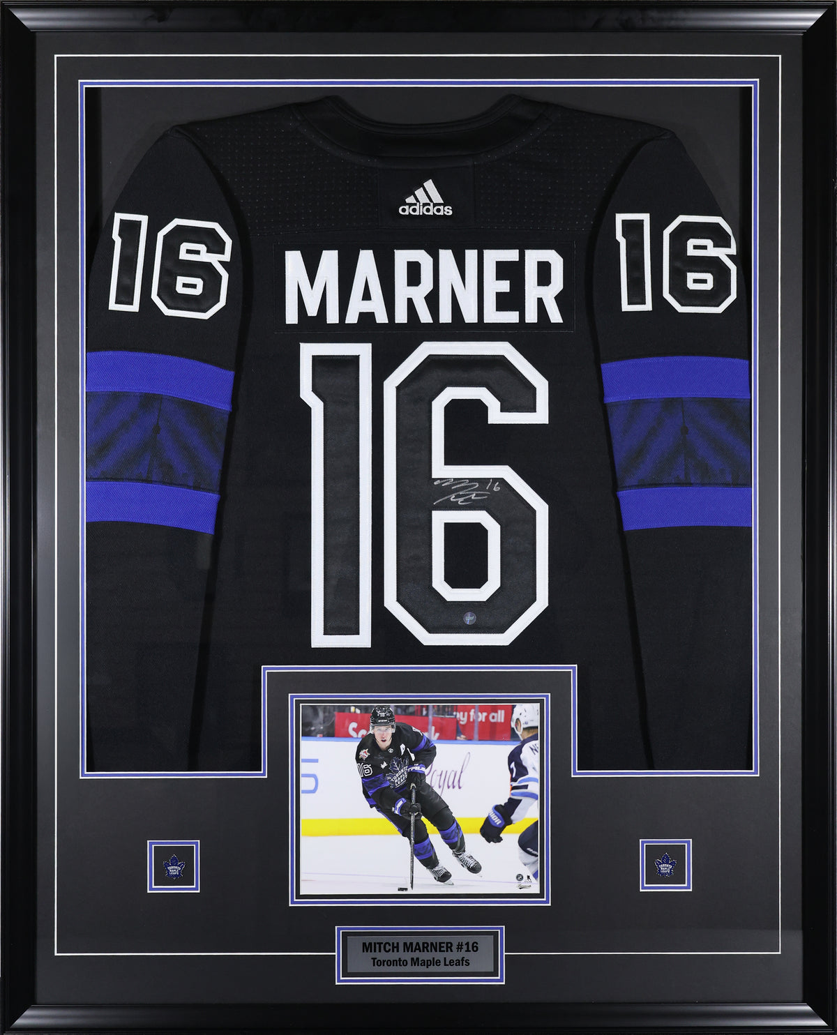 Mitch Marner Signed Toronto Maple Leafs Framed 34x42 Third Adidas Authentic Jersey - AUCTION