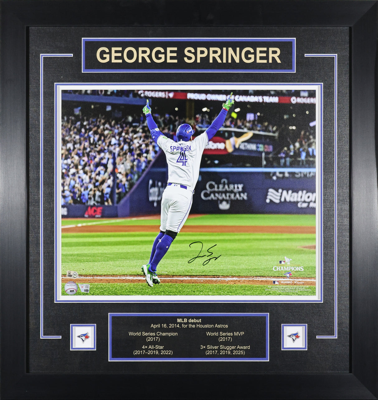 George Springer Signed Toronto Blue Jays Framed 16x20 2025 ALCS Game 7 Game-Winning Home Run Photo - AUCTION