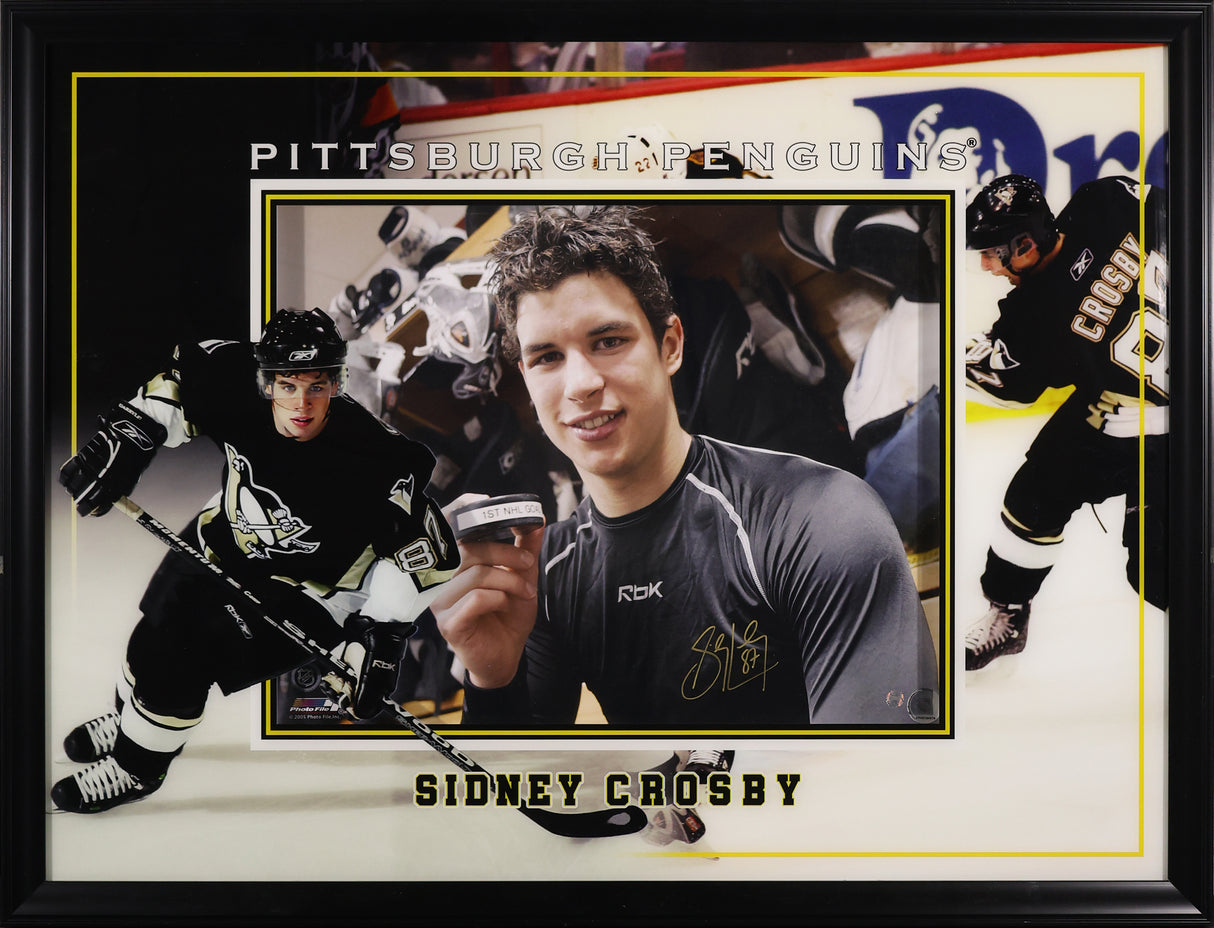 Sidney Crosby Signed Pittsburgh Penguins Framed 19x15 1st NHL Goal Photo - AUCTION