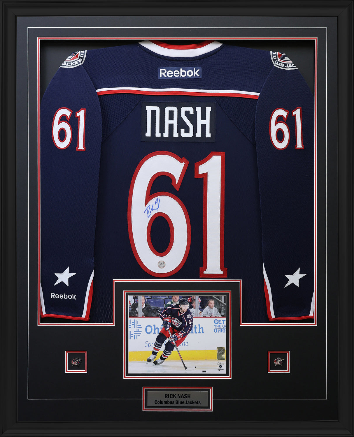 Rick Nash Signed Columbus Blue Jackets Framed 34x42 Reebok Vintage Jersey - AUCTION