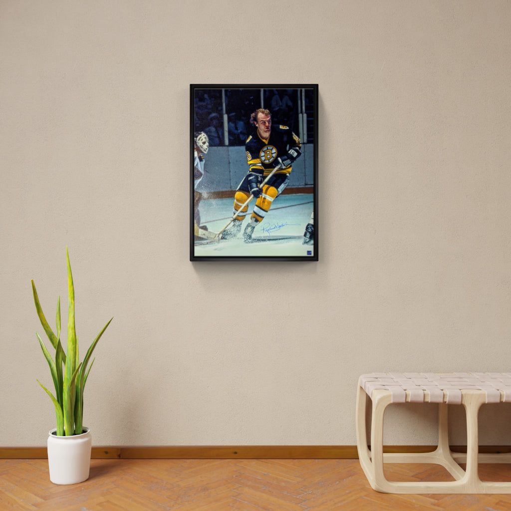 Rick Middleton Boston Bruins Signed Framed Front of Blues Goalie 20x29 Canvas - Frameworth Sports Canada
