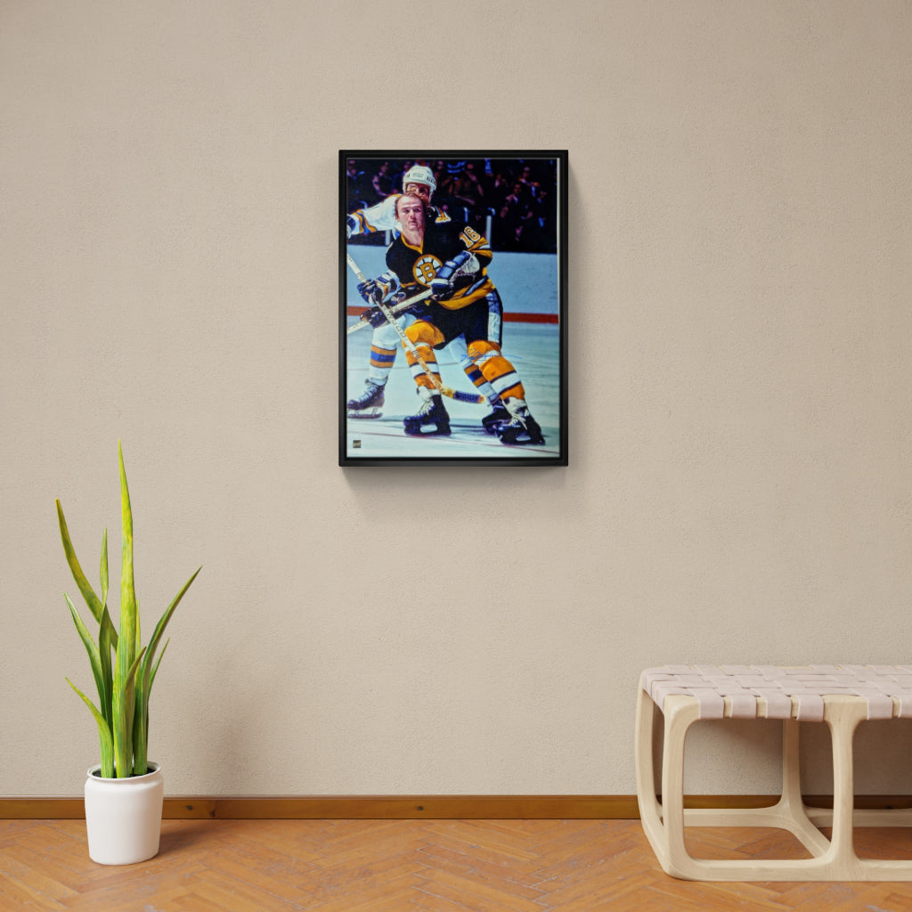 Rick Middleton Boston Bruins Signed Framed Black Jersey in Action 20x29 Canvas - Frameworth Sports Canada