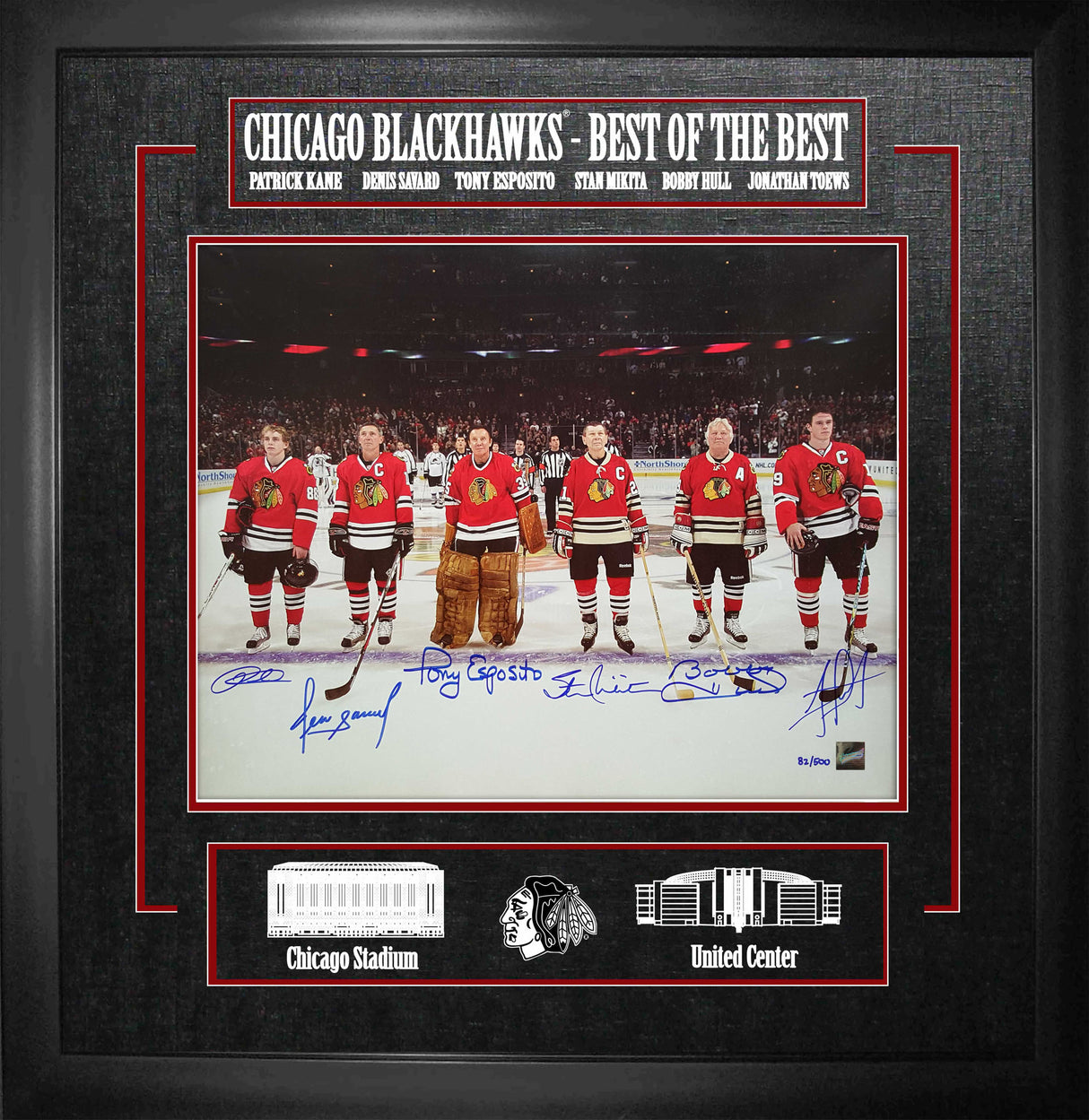 Toews/Kane/Hull/Esposito/Savard/Mikita Multi Signed 16x20 Ambassador Framed- AUCTION