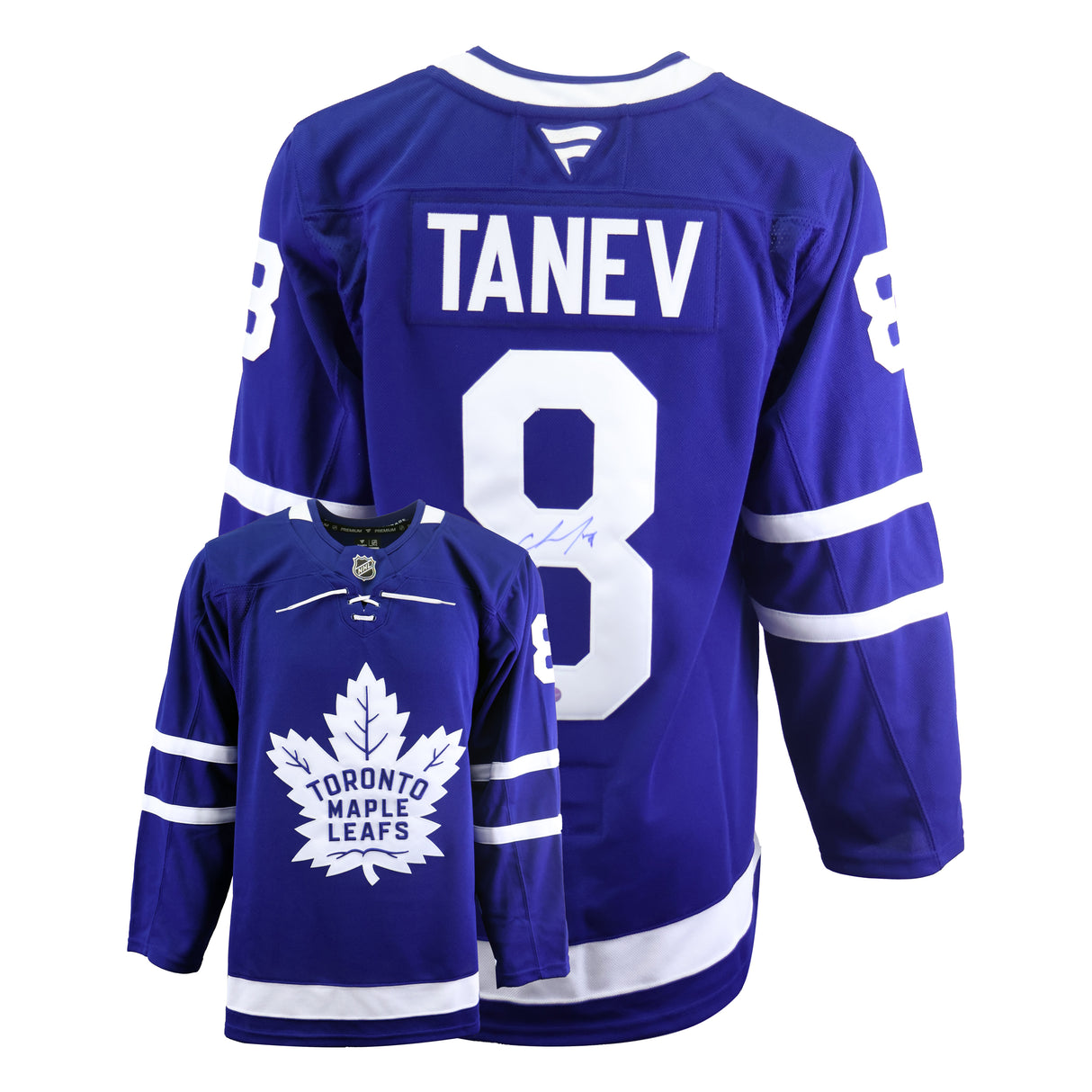 Chris Tanev Signed Jersey Toronto Maple Leafs Blue Fanatics Premium - AUCTION