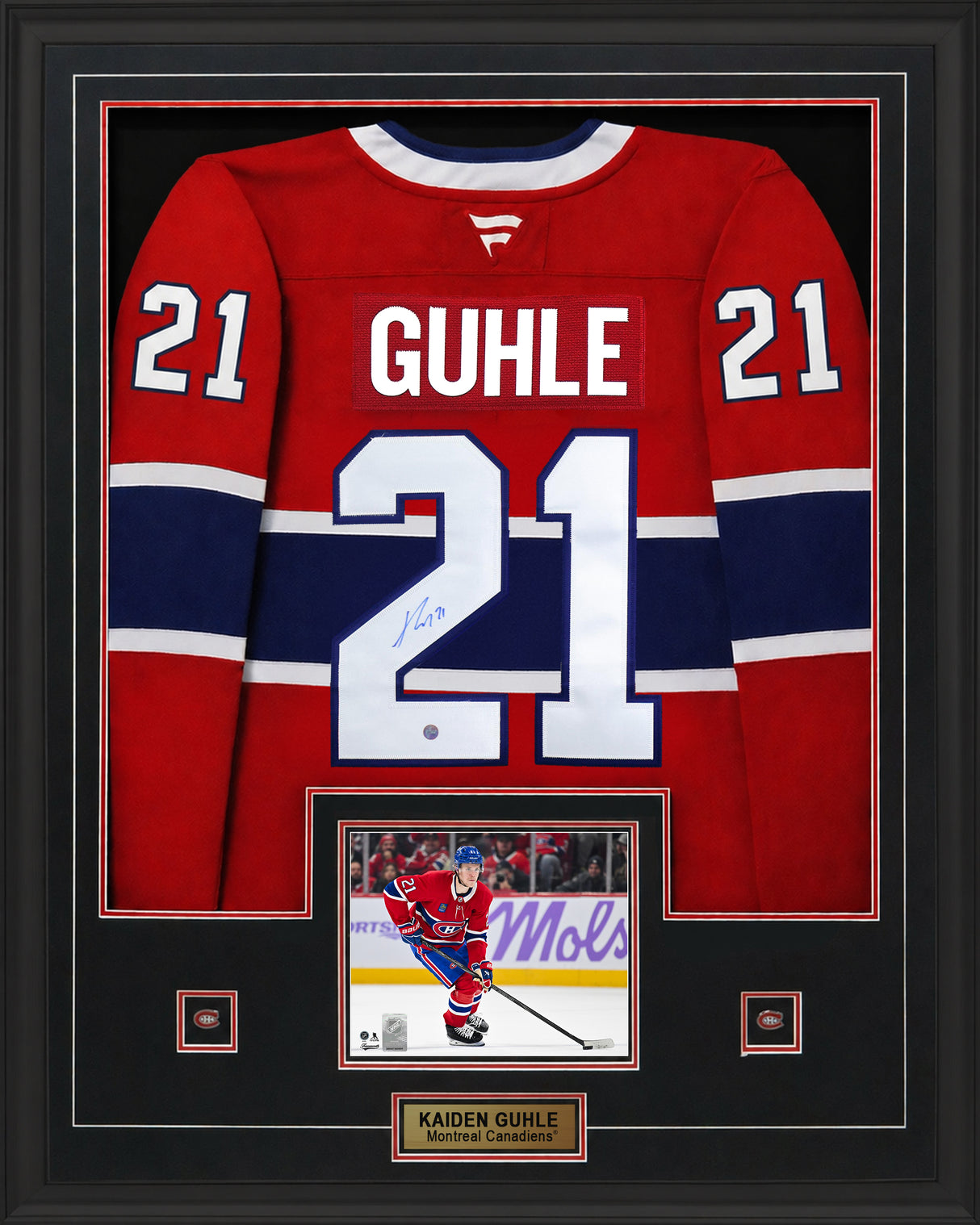 Kaiden Guhle Signed Jersey Framed Montreal Canadiens Red Fanatics Premium - AUCTION
