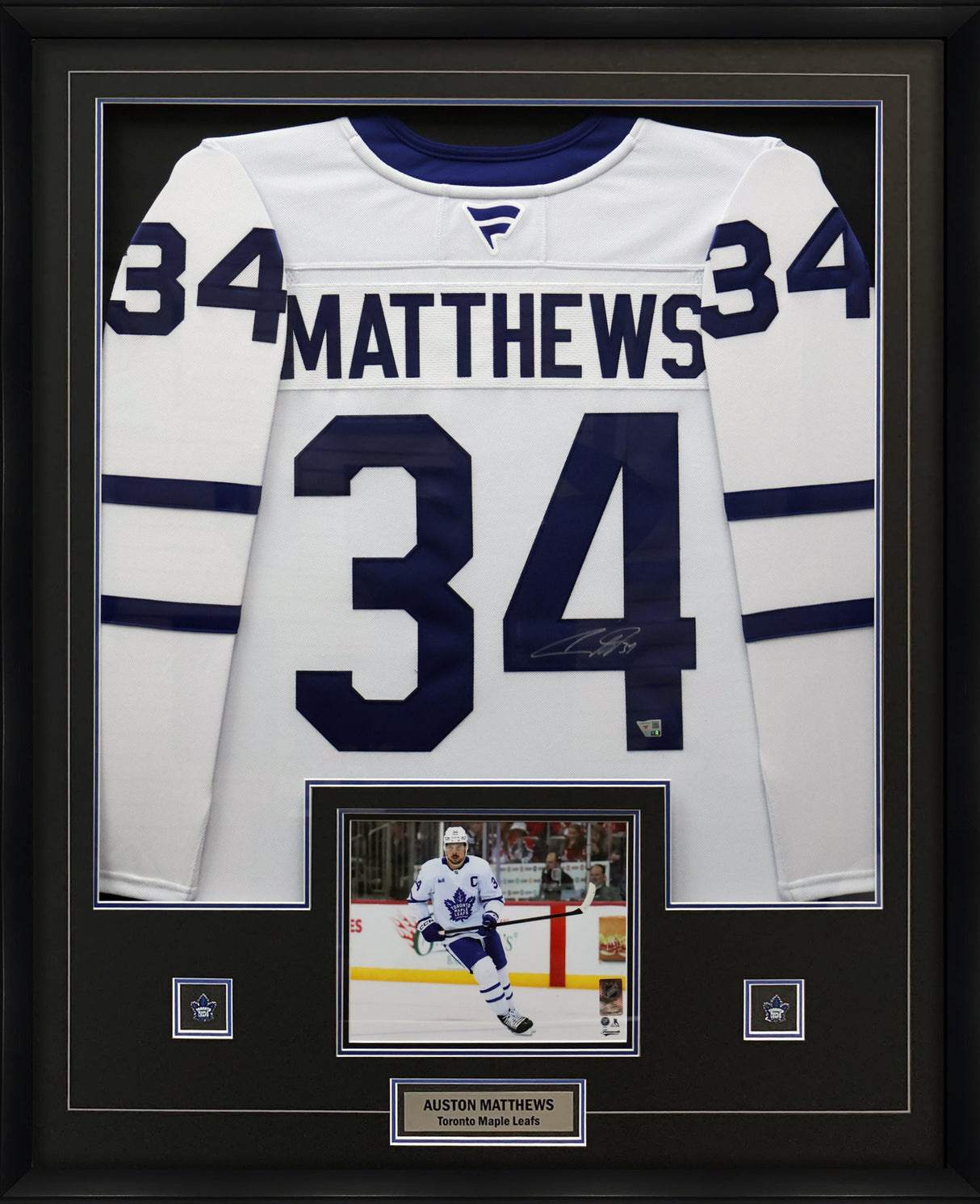 Auston Matthews Signed Jersey Framed Toronto Maple Leafs White Fanatics Premium