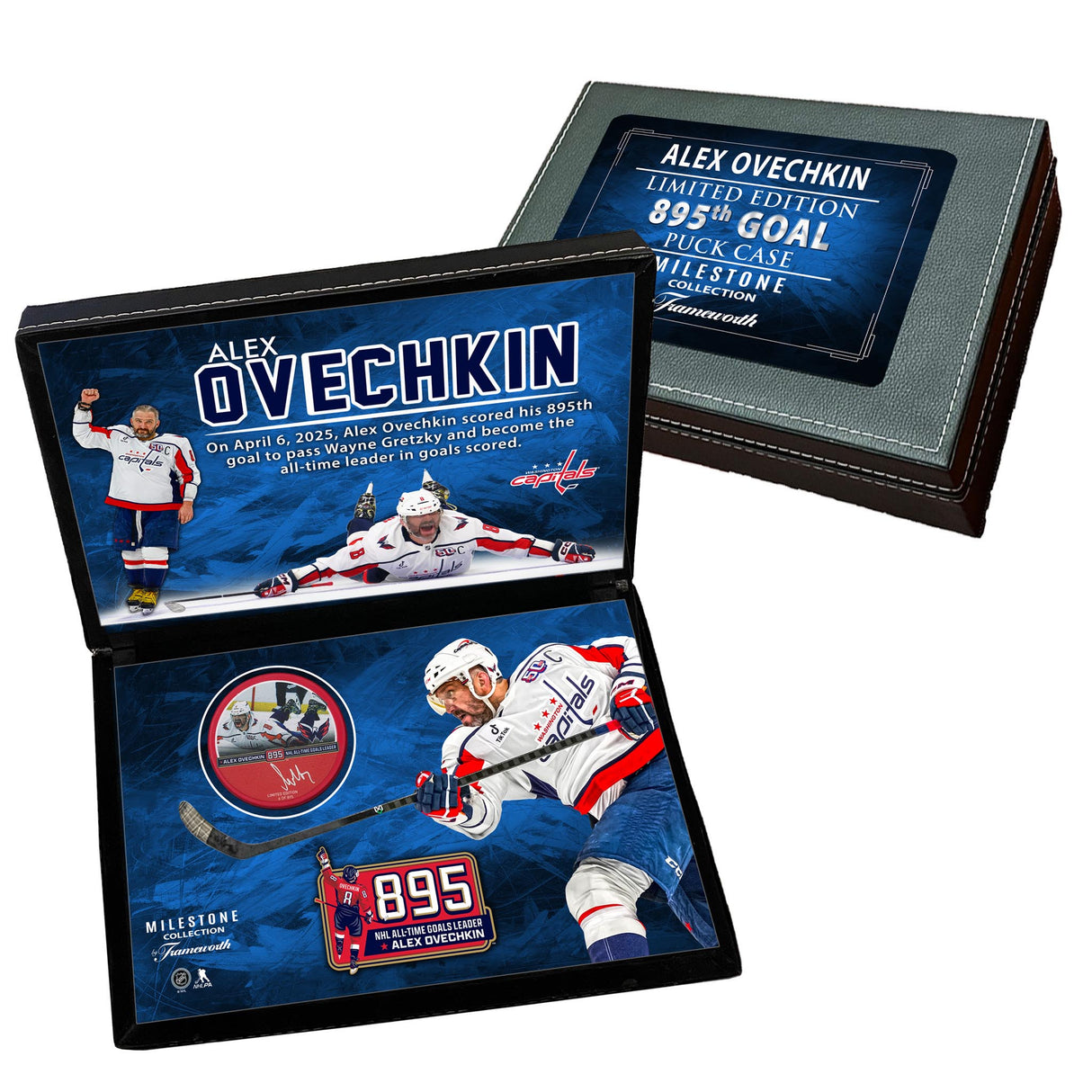 Alexander Ovechkin Washington Capitals Signed 895th Goal Red Hockey Puck in a Deluxe Case- Limited Edition of 895 - AUCTION