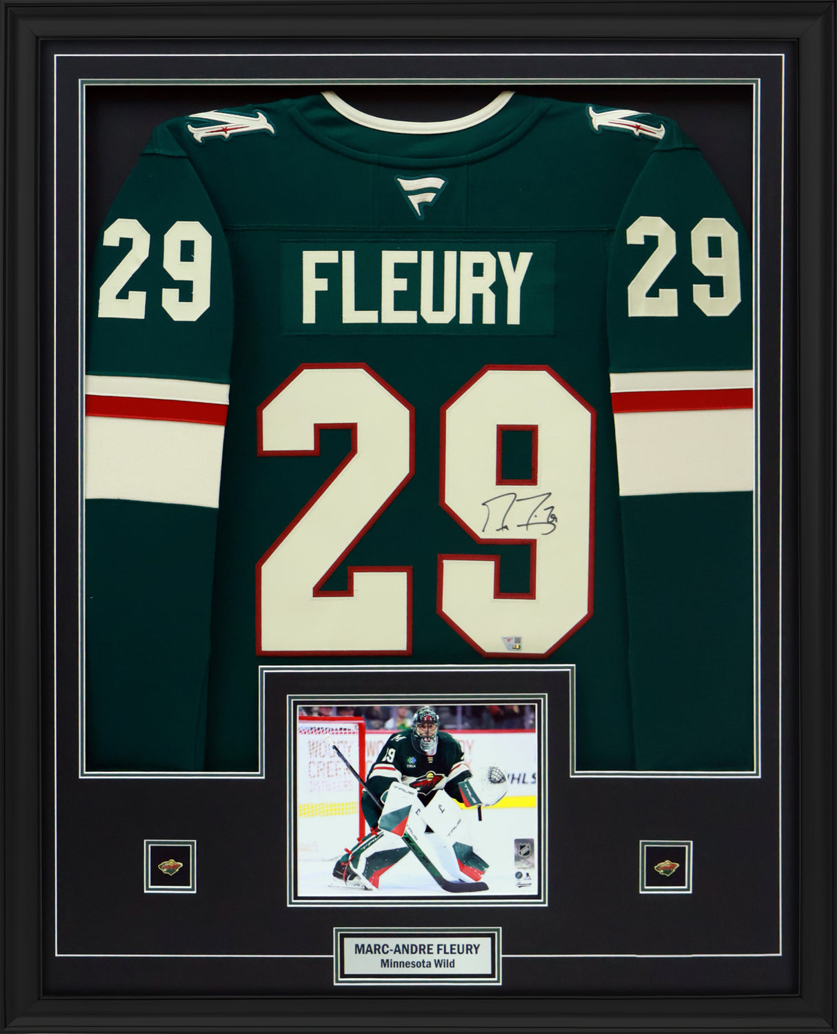 Marc - Andre Fleury Signed Framed 34x42 Minnesota Wild Home Fanatics Premium Jersey - AUCTION