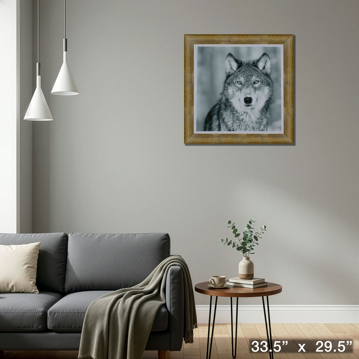 Wolf framed Black & White Portrait – Detail – Frameworth