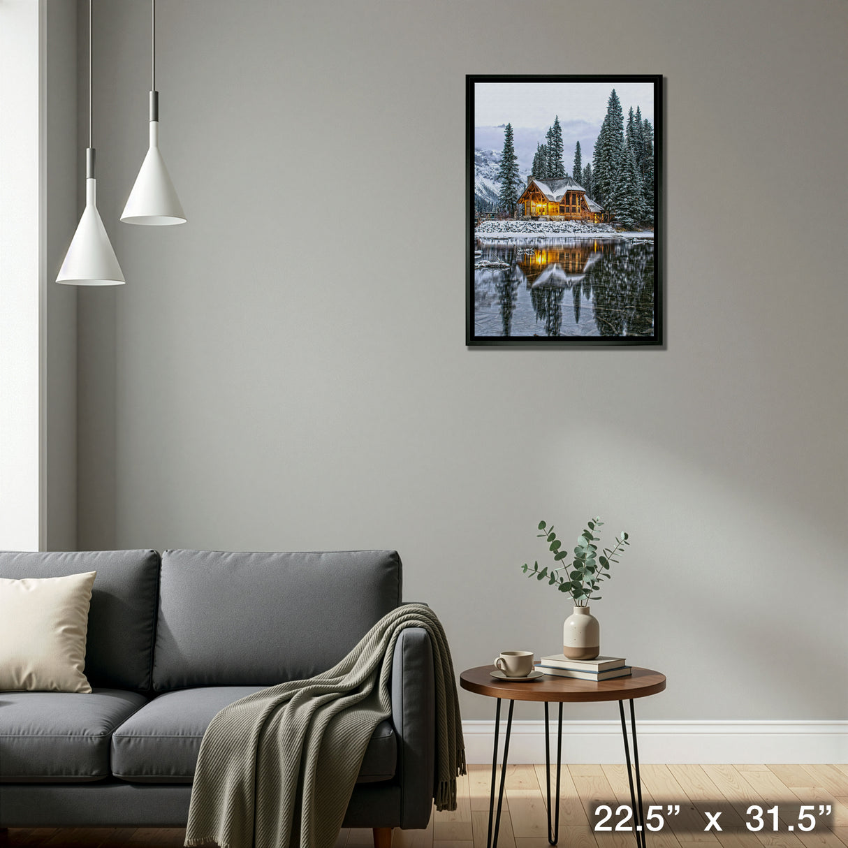 Winter Cottage 20x29 Framed Canvas – Detail – Frameworth
