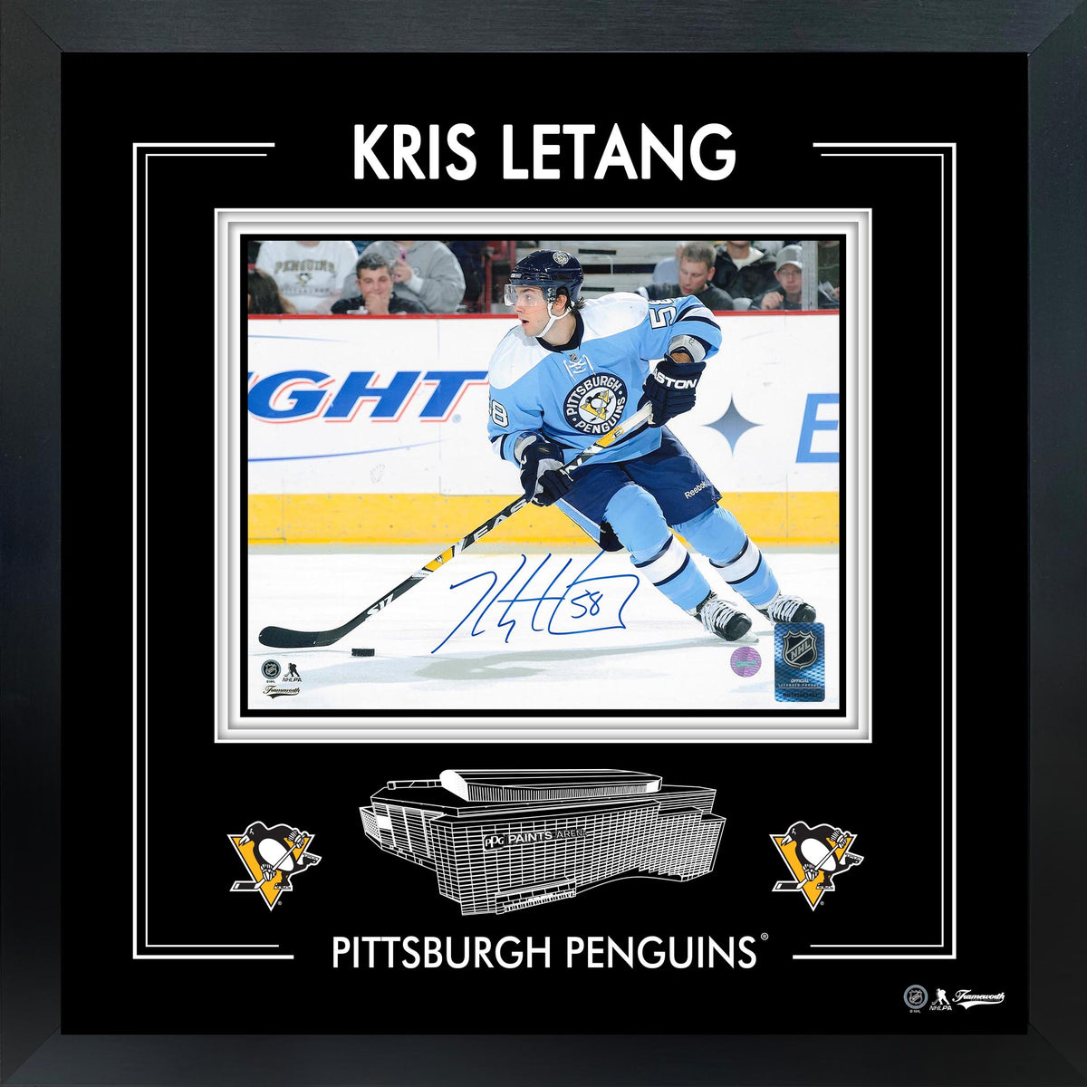 Kris Letang Signed 8x10 PhotoGlass Frame Pittsburgh Penguins Action-H - AUCTION
