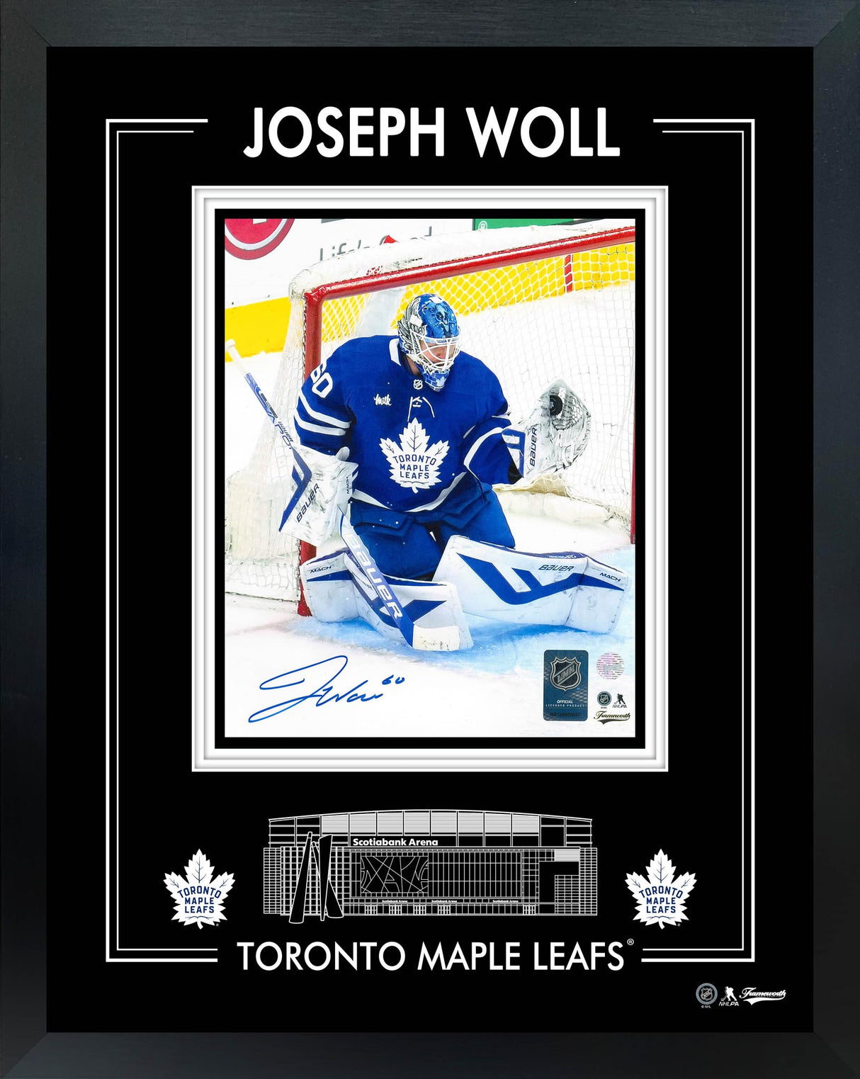 Joseph Woll Signed 8x10 Framed PhotoGlass Maple Leafs Action-V - AUCTION