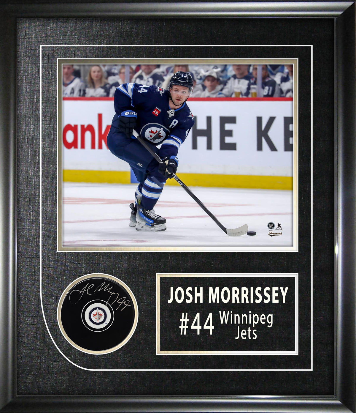 Josh Morrissey Winnipeg Jets Signed Framed Hockey Puck - AUCTION