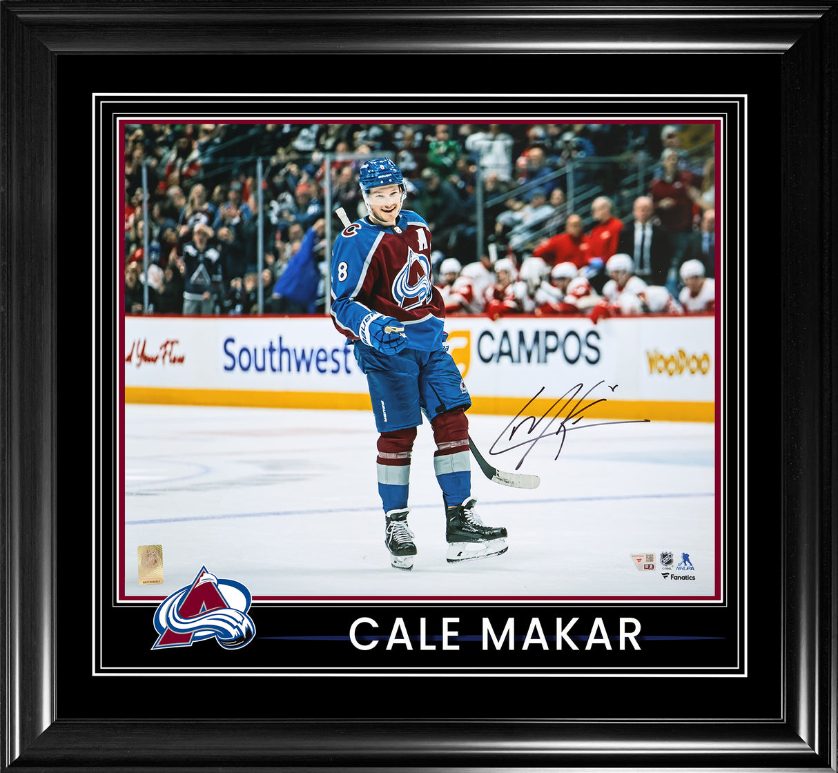 Cale Makar Colorado Avalanche Signed 16x20 Burgundy Celebration Photograph Framed