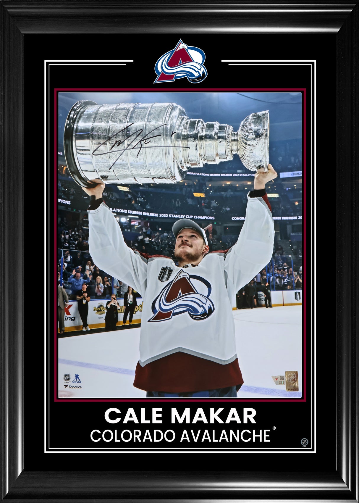 Cale Makar Colorado Avalanche Signed 2022 Stanley Cup Champions 16x20 Raising Cup Photograph Framed