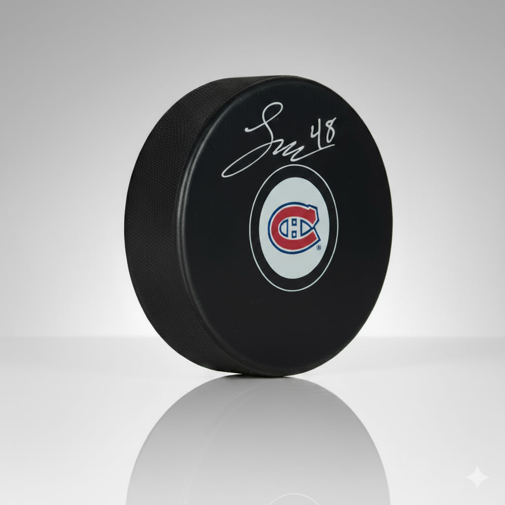 Lane Hutson Signed Puck Montreal Canadiens Autograph Series