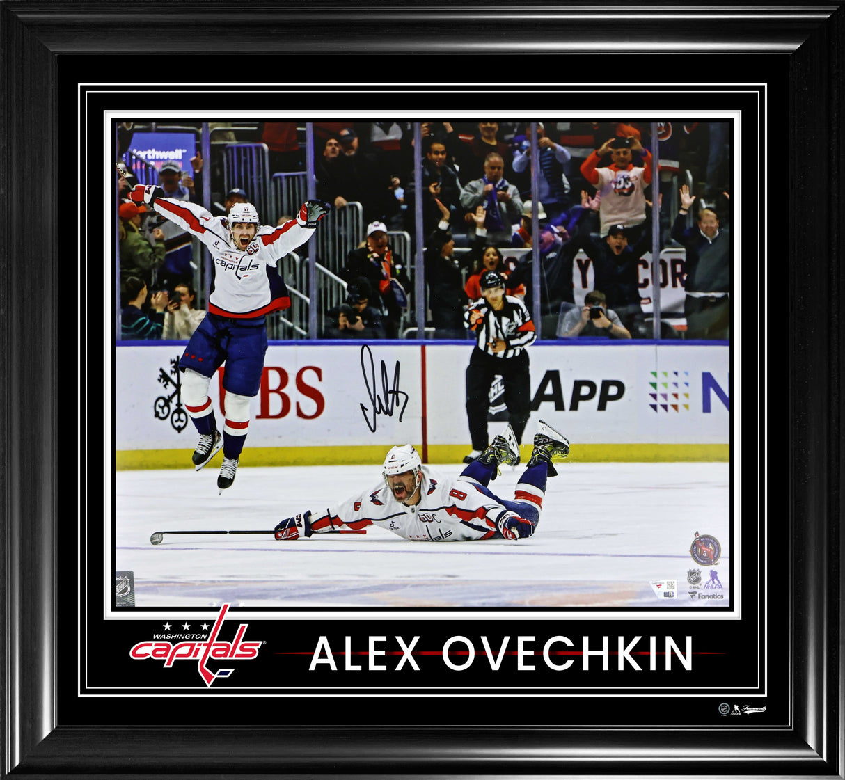 Alexander Ovechkin Washington Capitals Signed 16x20 Framed PhotoGlass 895th Goal Celebration Photograph - AUCTION
