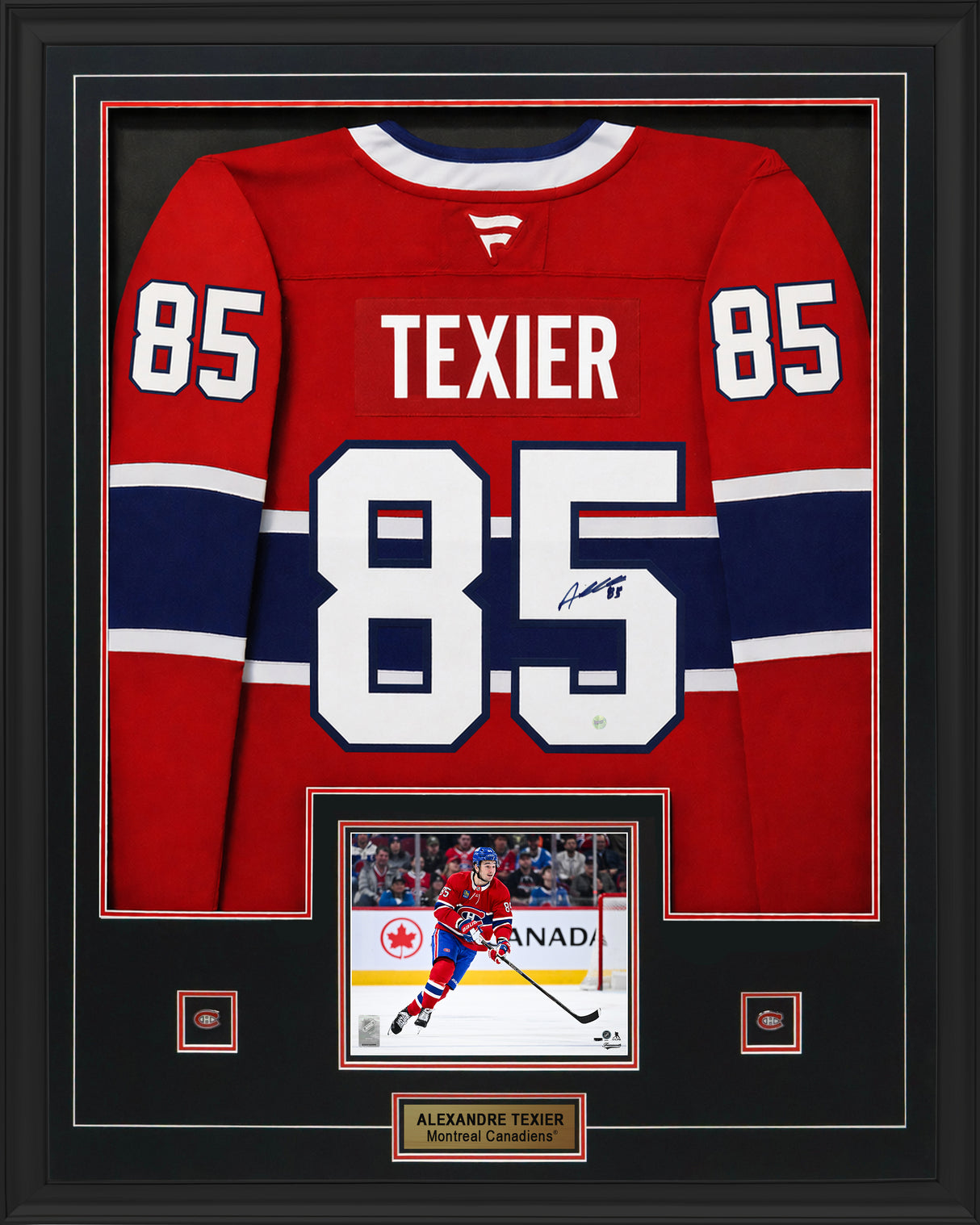 Alexandre Texier Signed Framed 34x42 Montreal Canadiens Home Fanatics Premium Jersey - AUCTION