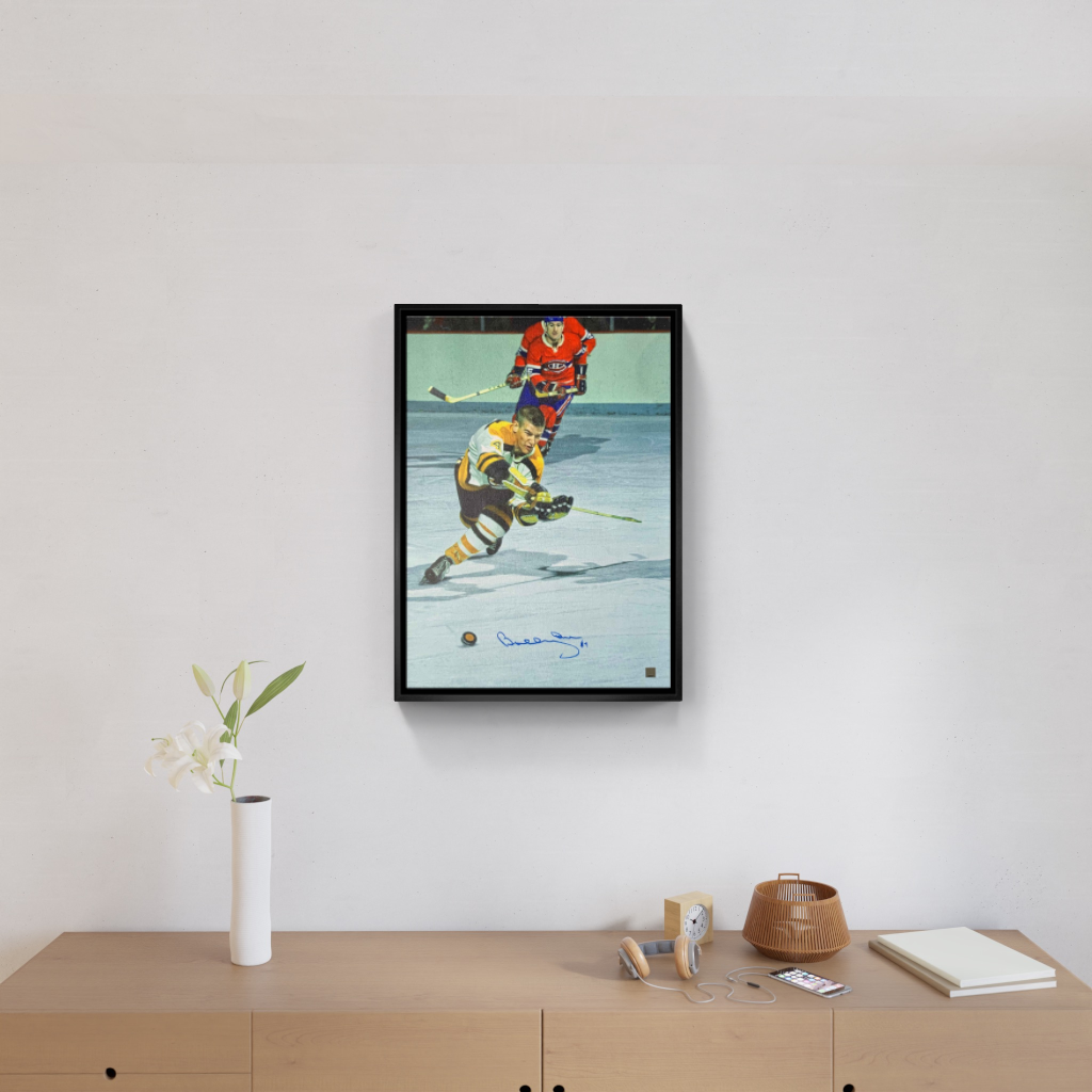 Bobby Orr Boston Bruins Signed Framed 20x29 Shooting Canvas - Frameworth Sports Canada