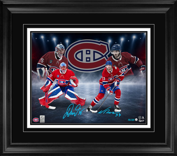 Noah Dobson and Jakub Dobes Dual Signed 16x20 Print Framed Montreal Canadiens Collage (Limited Edition of 25)