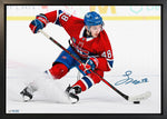 Lane Hutson Signed 20x29 Canvas Framed Montreal Canadiens Skyline Skating on Ice (Limited Edition of 25)