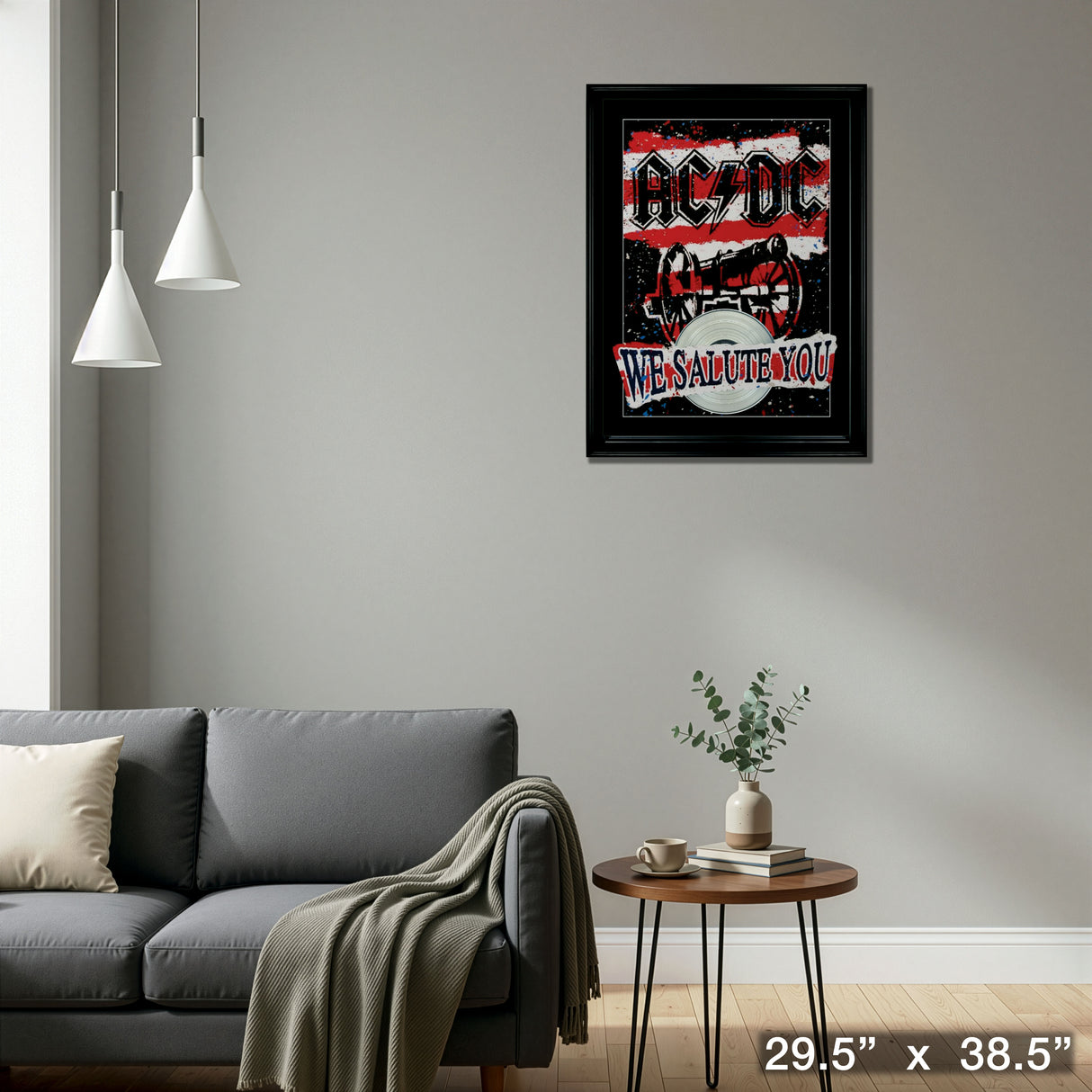 AC/DC Framed We Salute You Print with Platinum LP – Detail – Frameworth