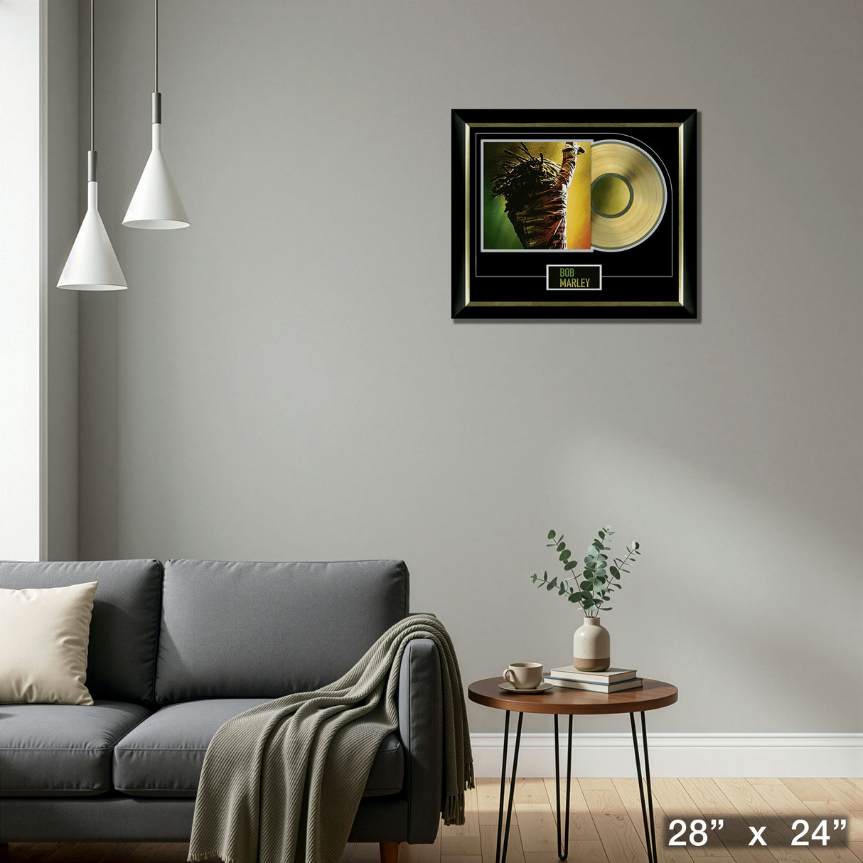 Bob Marley One Love Music Cover Framed with Gold Vinyl – Detail – Frameworth
