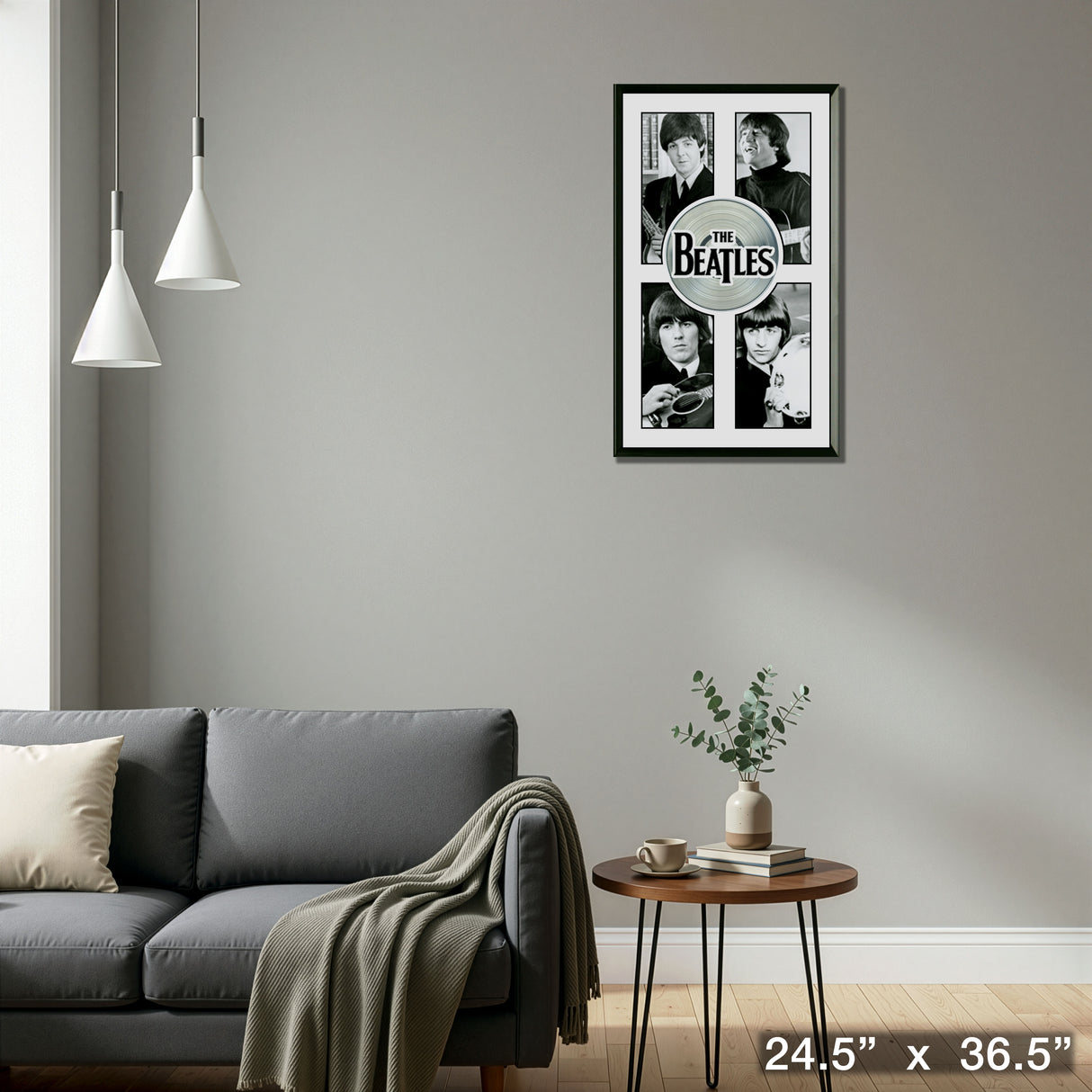 Beatles Framed Black and White Close-Ups With Platinum LP – Detail – Frameworth