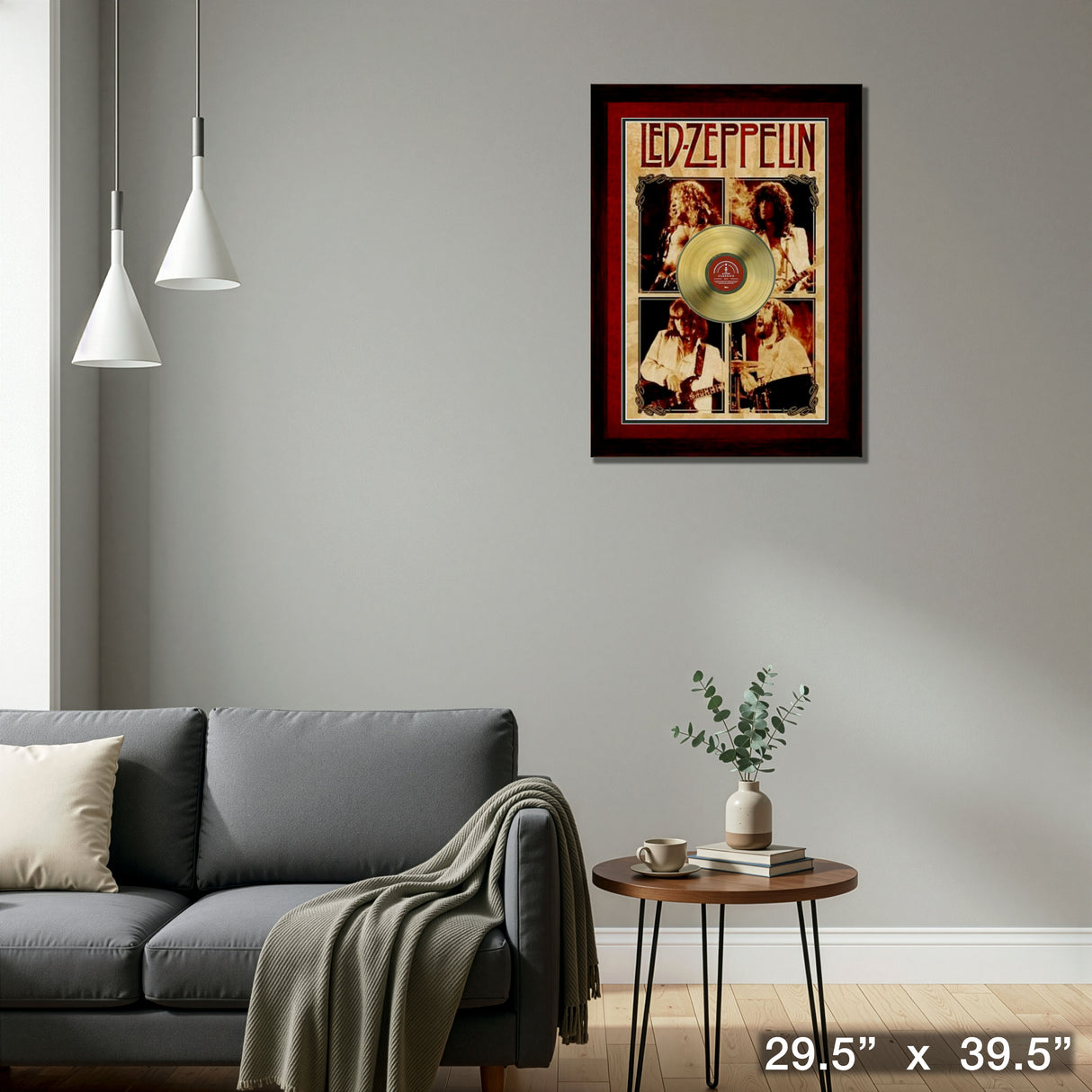 Led Zeppelin Framed Parchment With Gold LP – Detail – Frameworth