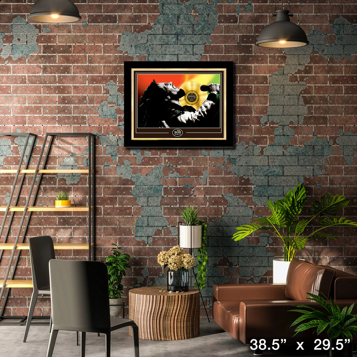 MarleyBob Framed Looking Up Poster With Gold LP – Lifestyle – Frameworth